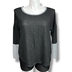 Rue21 Womens Sweater Top Pullover Slouch Fit Long Sleeve Black Gray XL